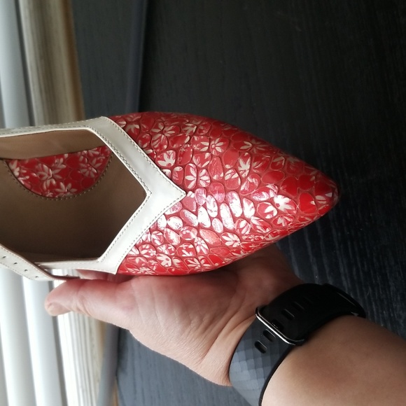 John Fluevog twist to tango Mary Jane Heel size 9.5 red/white - Picture 6 of 8